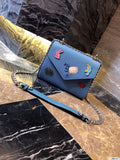 M-Handbag Prada 22-18cm Glossy Envelope Evening Clutch Faux Patent Leather Women Chain Shoulder Bag Solid Color Purse