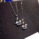J-jewelry SWAROVSKI Sterling Silver and Rose Gold Over Sterling Silver Angel with Heart Pendant Necklace