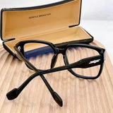 S-sunglasses Korean Style Rectangular Black Acetate Frame Anti Radiation Glasses For Loopy Women Oversized Shades for Women Glasses Frame Clear Lens Eyeglasses Elastic Temples Leg