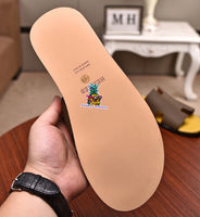 S-shoe H.e.r.m.e.s Spring Summer New Flat-bottom Wear Lazy Beach Toe Comfort Joker Slippers Women's Genuine Cow Leather Slippers Couple Indoor Non-slip Men Women Home Fashion Casual Single Shoes PVC Soft Soles