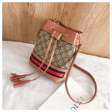L-package Women Bag With Colorful Strap Bucket Bag Women PU Leather Shoulder Bags Messenger Bags with 2-Style Strap