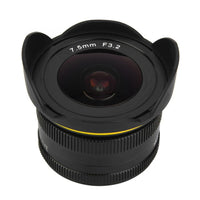 E-Electronic KamLan KL7.5MM F3.2 Fixed-focus APS-C frame mirrorless lens Large Aperture Fisheye Wide Angle Mirrorless Camera Lens M4/3-mount Wide Angle Lens Large Aperture Lens