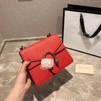 M-Handbag GUCCI 20cm Ladies Vintage Printing Wide Shoulder Strap Messenger Bag Small Square Bag