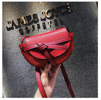 L-package Women Gate Saddle Shaped Crossbody Bag Shoulder Purse cowhide leather Adjustable shoulder strap-mini red