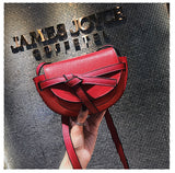 L-package Women Gate Saddle Shaped Crossbody Bag Shoulder Purse cowhide leather Adjustable shoulder strap-mini red