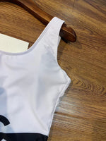 D-clothing Women One Piece Vintage Deep V Neck Halter Backless Monokini Swimsuits Bathing Suits