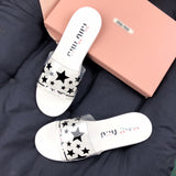 S-shoe MIU MIU Women Men Bath Shower Slippers Shower Sandals Patterned Non Slip Beach Sandal