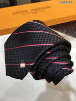 A-accessories Louis Vuitton Men's Silk Tie and Pocket Square Woven Formal Tie Cufflink Set Solid Neckties