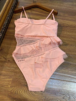 D-clothing Zimmermann Women's One Piece Swimsuit Vintage Off Shoulder Flounce Ruffle Bathing Suits