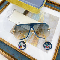 S-sunglasses gucci Women Half-frame Metal Cut-rimmed Sunglasses For GG0897/S With Pendant Stylish Retro Large Frame Sungshades Men Personality Frame Sun Glasses Light Blocking Glasses Women Half Rim Sunglasses Korean Style Fashion Eyewear