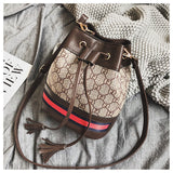 L-package Women Bag With Colorful Strap Bucket Bag Women PU Leather Shoulder Bags Messenger Bags with 2-Style Strap