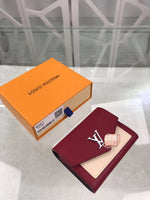 A-accessories NO.M62948 8.5-12.0-1.5cm Louis Vuitton Women's Short Purse Leather Medium Wallet Bifold Card Coin Holder Small Purses Buckle Zipper