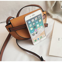 L-package Women Gate Saddle Shaped Crossbody Bag Shoulder Purse cowhide leather Adjustable shoulder strap-mini red