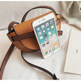 L-package Women Gate Saddle Shaped Crossbody Bag Shoulder Purse cowhide leather Adjustable shoulder strap-mini red