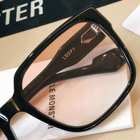 S-sunglasses Korean Style Rectangular Black Acetate Frame Anti Radiation Glasses For Loopy Women Oversized Shades for Women Glasses Frame Clear Lens Eyeglasses Elastic Temples Leg