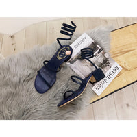 S-shoe R.e.n.e C.a.o.v.i.l.l.a Womens Chunky Block Low Mid Heel Lace Up Strappy Sandal Faux Suede Shoes
