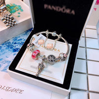 J-jewelry Pandora Silver Plated Snake Chain Charm Bracelets Crystal Beads Bracelet for Women