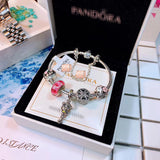 J-jewelry Pandora Silver Plated Snake Chain Charm Bracelets Crystal Beads Bracelet for Women