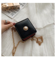 L-package Leather Makeup Lipstick Case with Mirror for Purse Cosmetic Pouch Travel Makeup Bag Holder Fits of Lipstick Travel Purse Storage with Chain