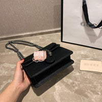 M-Handbag GUCCI 20cm Ladies Vintage Printing Wide Shoulder Strap Messenger Bag Small Square Bag