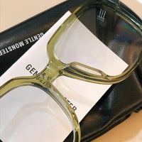 S-sunglasses Korean Style Rectangular Black Acetate Frame Anti Radiation Glasses For Loopy Women Oversized Shades for Women Glasses Frame Clear Lens Eyeglasses Elastic Temples Leg