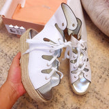 S-shoe MIU MIU Women High Shoes Adjustable Buckle Open Toe Wedges Shoes Summer Fashion Sandals