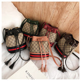 L-package Women Bag With Colorful Strap Bucket Bag Women PU Leather Shoulder Bags Messenger Bags with 2-Style Strap