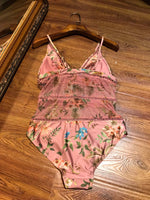 D-clothing Zimmermann Women's Ruffled One Piece Swimsuit Solid Adjustable Strap Bathing Suits Swimwear