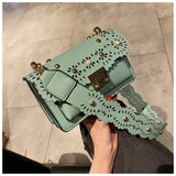 L-package Women Quilted Flower Genuine Leather Shoulder Bag Girls Side Purse and Shoulder Handbags Designer Clutch with Chain