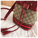 L-package Women Bag With Colorful Strap Bucket Bag Women PU Leather Shoulder Bags Messenger Bags with 2-Style Strap