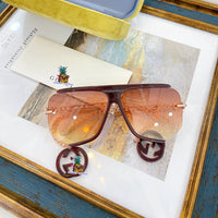 S-sunglasses gucci Women Half-frame Metal Cut-rimmed Sunglasses For GG0897/S With Pendant Stylish Retro Large Frame Sungshades Men Personality Frame Sun Glasses Light Blocking Glasses Women Half Rim Sunglasses Korean Style Fashion Eyewear