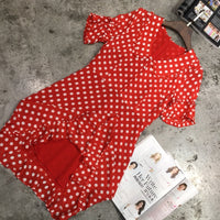 D-clothing Dior Dresses for Women V Neck Ruffle Polka Dot Loose Swing Casual Short T-Shirt Dress