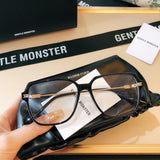 S-sunglasses G monster Anti-Blue Women Round Glasses Eyeglasses For Jeff Anti Radiation Metal Details Thin Temples Transparent Retro unisex Computer lens Oversized Black Acetate Frame Eyewear 99.9% UV Protection