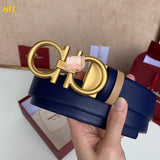 A-accessories S.a.l.v.a.t.o.r.e F.e.r.r.a.g.a.m.o 3.5cm Men's Genuine Leather Dress Belt Handmade 100% Cow Leather Fashion & Classic Designs for Work Business and Casual