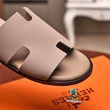 S-shoe H.e.r.m.e.s Spring Summer New Flat-bottom Wear Lazy Beach Toe Comfort Joker Slippers Women's Genuine Cow Leather Slippers Couple Indoor Non-slip Men Women Home Fashion Casual Single Shoes PVC Soft Soles