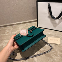 M-Handbag GUCCI 20cm Ladies Vintage Printing Wide Shoulder Strap Messenger Bag Small Square Bag