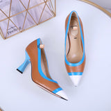 S-shoe Fendi Stiletto High Heel Shoes for Women Pointed Closed Toe Classic Slip On Dress Pumps