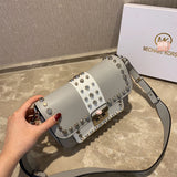 M-Handbag M.K 23-16cm Women Designer Rivet Shoulder Bag Ladies Top Handle Clutches Handbags Purse
