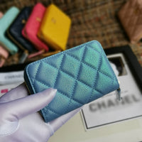 A-accessories NO.69271 7.5-11.5-2.5cm Small Wallet for Women PU Leather Leaf Pendant Card Holder Organizer Zipper Coin Purse