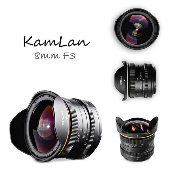 E-Electronic KamLan 8MM F3.0 Wide-angle fixed focus APS-C frame mirrorless lens Manual Wide Angle Fisheye Lens for Sony Canan Fuji DSLR Camera DSLR Camera Fisheye Lens Wide Angle Fisheye Lens