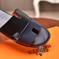 S-shoe H.e.r.m.e.s Spring Summer New Flat-bottom Wear Lazy Beach Toe Comfort Joker Slippers Women's Genuine Cow Leather Slippers Couple Indoor Non-slip Men Women Home Fashion Casual Single Shoes PVC Soft Soles
