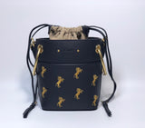 H-bag CHLOÉ Mini Roy bucket bag in smooth calfskin with "little horses" embroidery 20×17×7.5cm NO.63073a