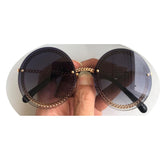 Sale Small Round Gold Chain Sunglasses For Women Brand Designer Fashion Gold Metal Girl Ladies For Rimless Sun Glasses UV400