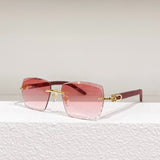 Luxury style sunglass seaside photo trend sunglasses super good looking square polygon cutting frameless glasses brand designe