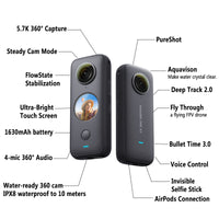 E-electronic XINPU Insta360 ONE X2 Panoramic Action Camera LCD Touch Screen Waterproof Support Bullet Time FlowState Stabilization 360 Camera