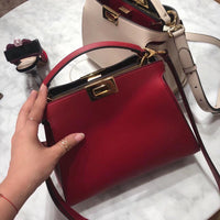 H-bag Fendi PEEKABOO ESSENTIALLY Blue leather bag  27cm NO.8BN302