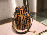 H-bag Fendi MON TRESOR Black leather mini-bag 12*18*10cm