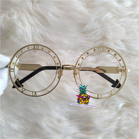 S-sunglasses Round frame Clock pattern Metal eyeglass frame for w.a.n.g.d.e.r.l.a.n.d clock
