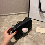 M-Handbag GUCCI 20cm Ladies Vintage Printing Wide Shoulder Strap Messenger Bag Small Square Bag