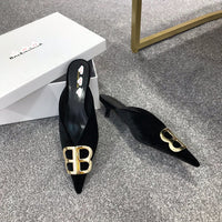 S-shoe Balenciaga Womens High Heel Pumps Pointed Ankle Buckle Stilettos Dress Shoes